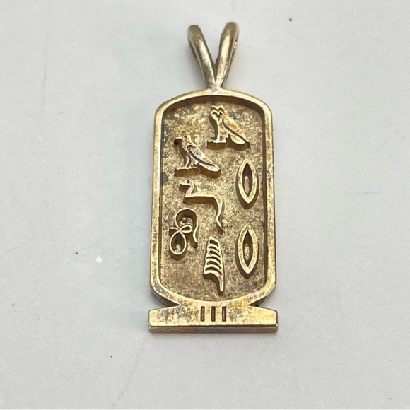 STERLING Silver Egyptian Cartouche Symbol Pendant - Picture 2 of 8